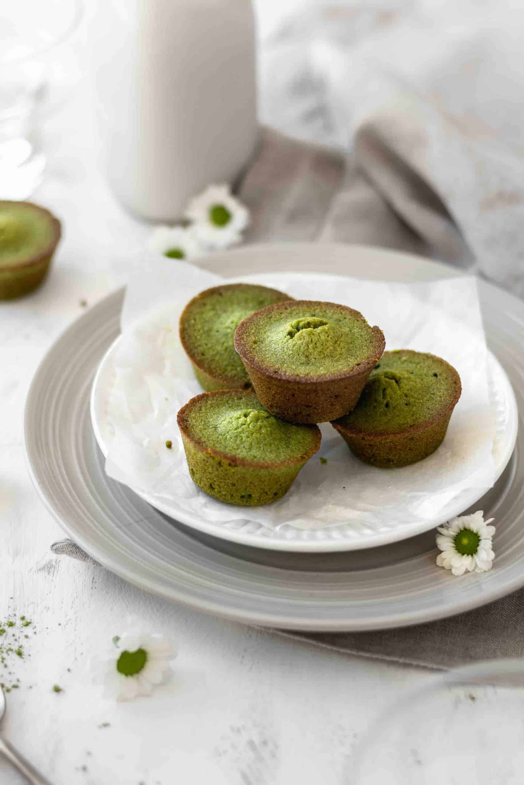 Stack of matcha almond cakes