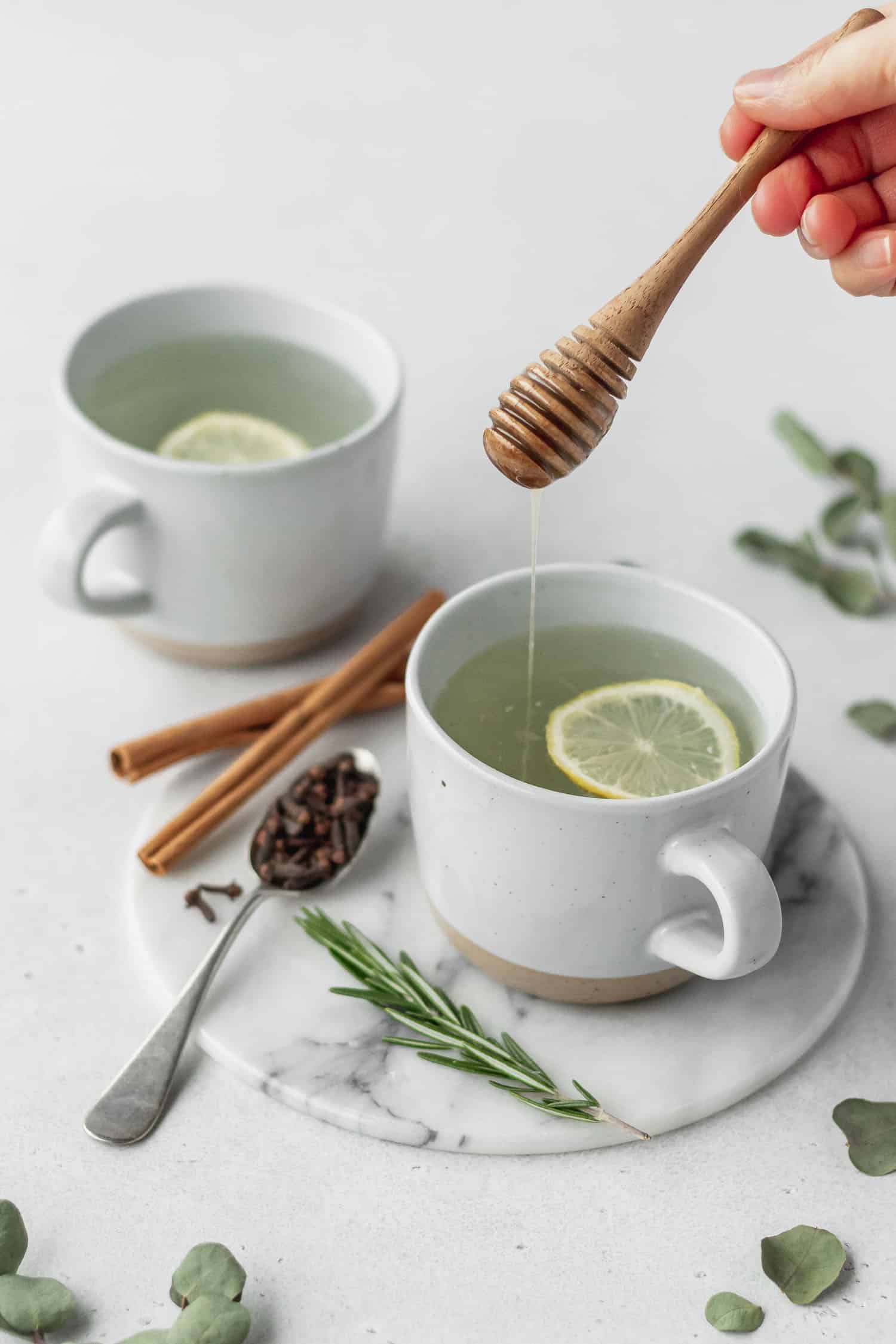 Thieves tea with honey drizzle