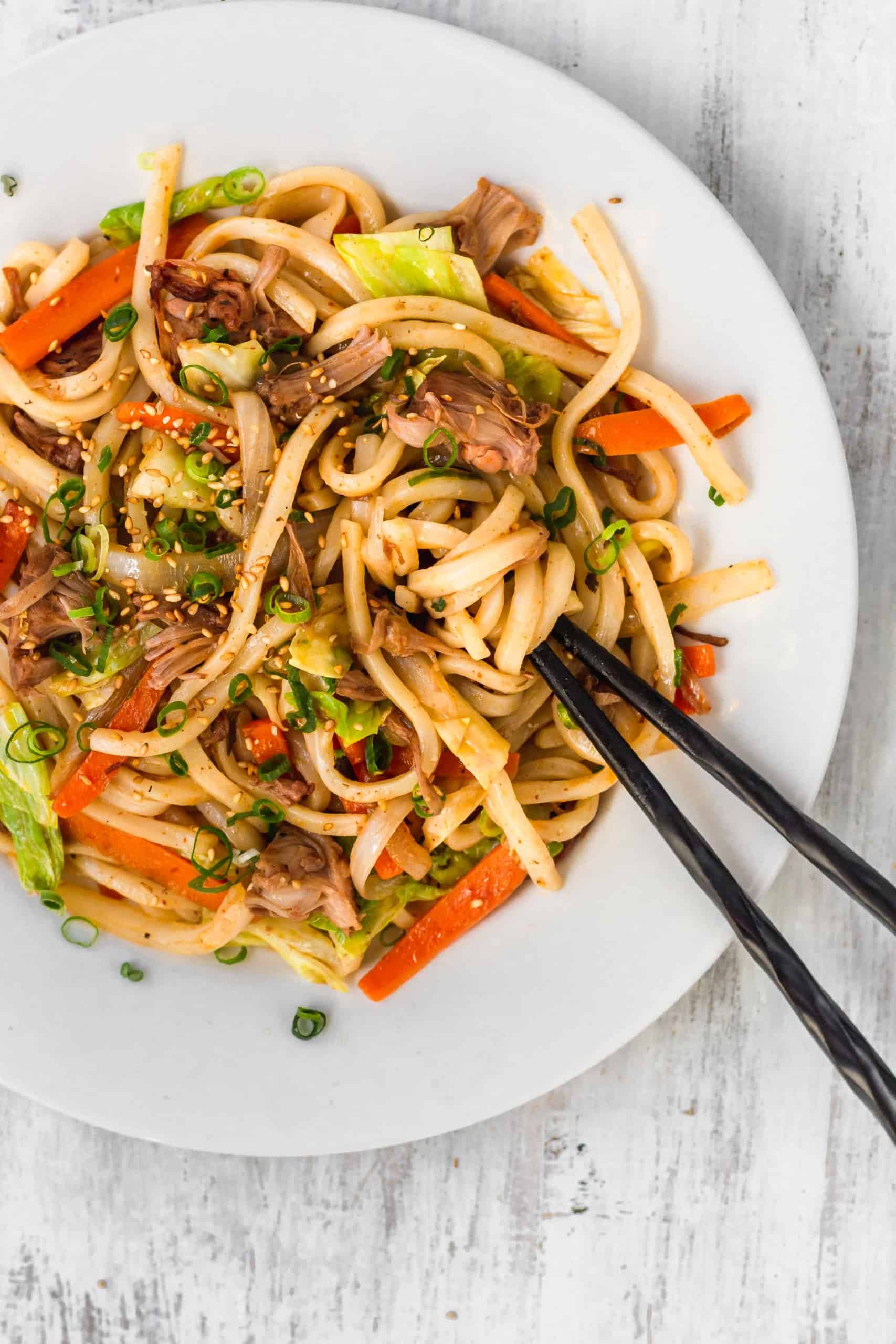 Vegan massaman udon with jackfruit